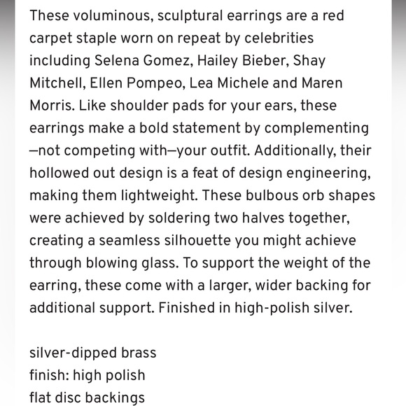 Jenny Bird Silver Nouveaux Puff Earrings $120 - Picture 5 of 5